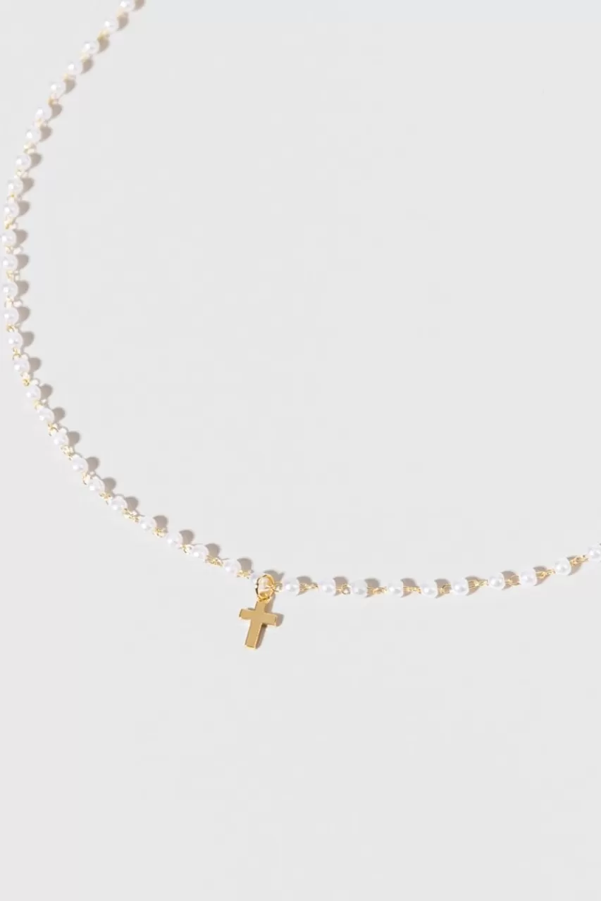 Francesca's Rosary Cross Charm Necklace