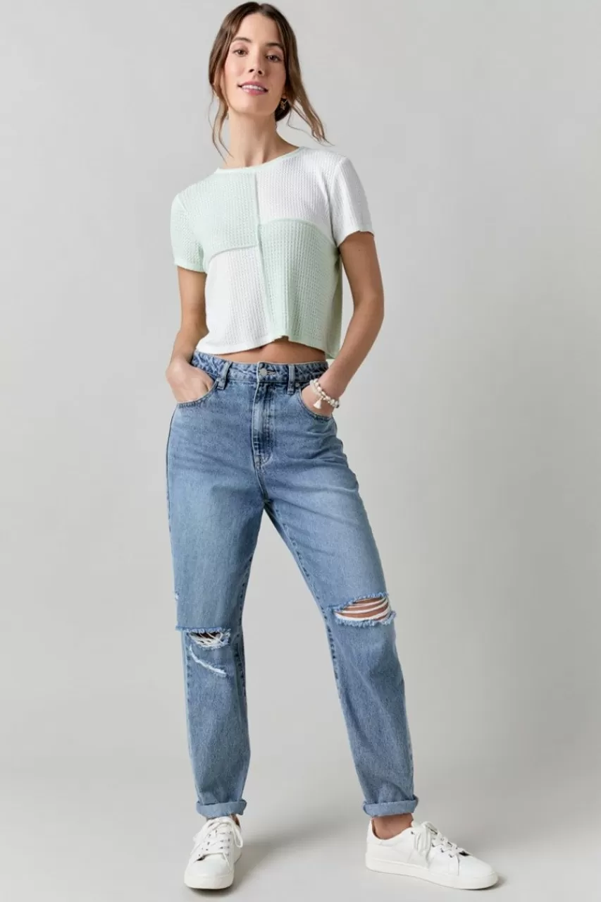 Francesca's Roxanne Colorblock Short Sleeve Top
