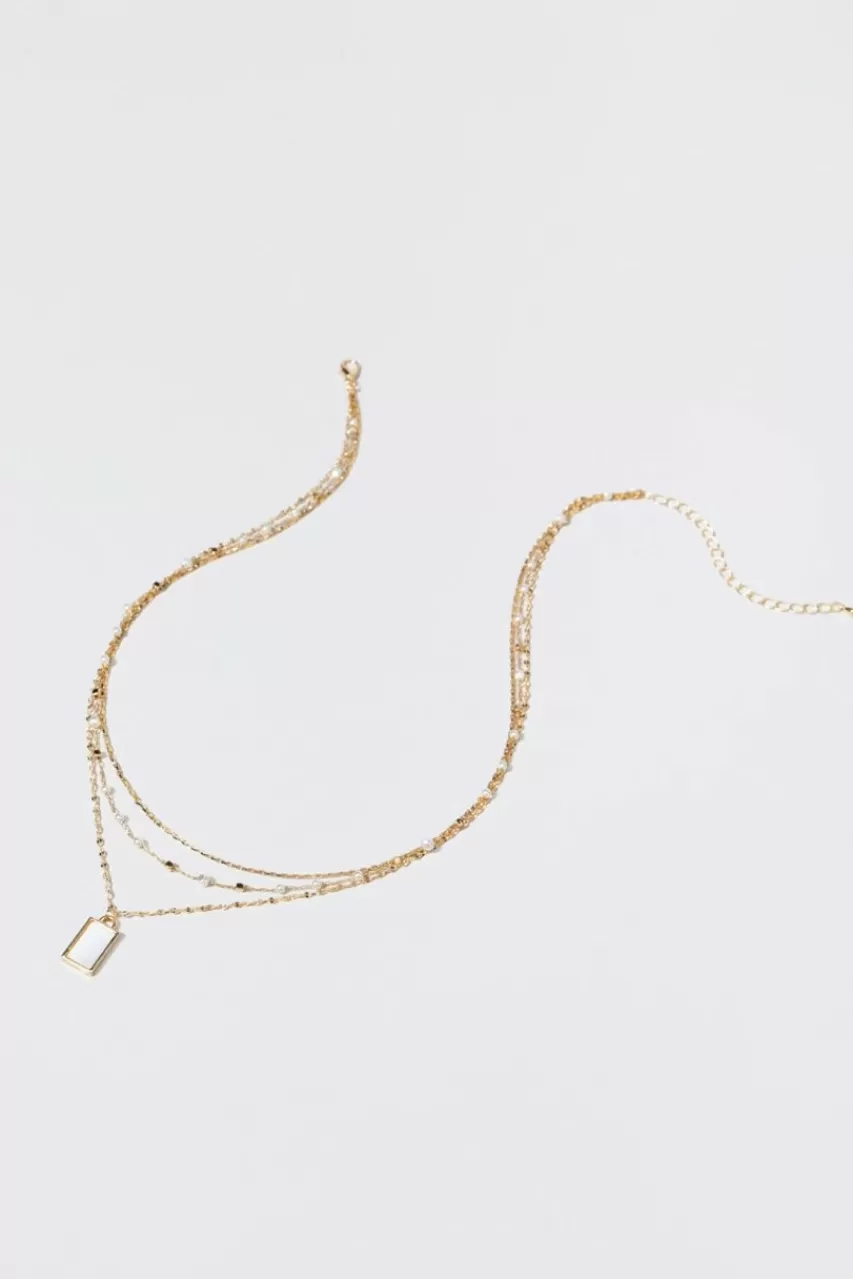 Francesca's Sandi Pearl Rectangle Mop Pendant Necklace