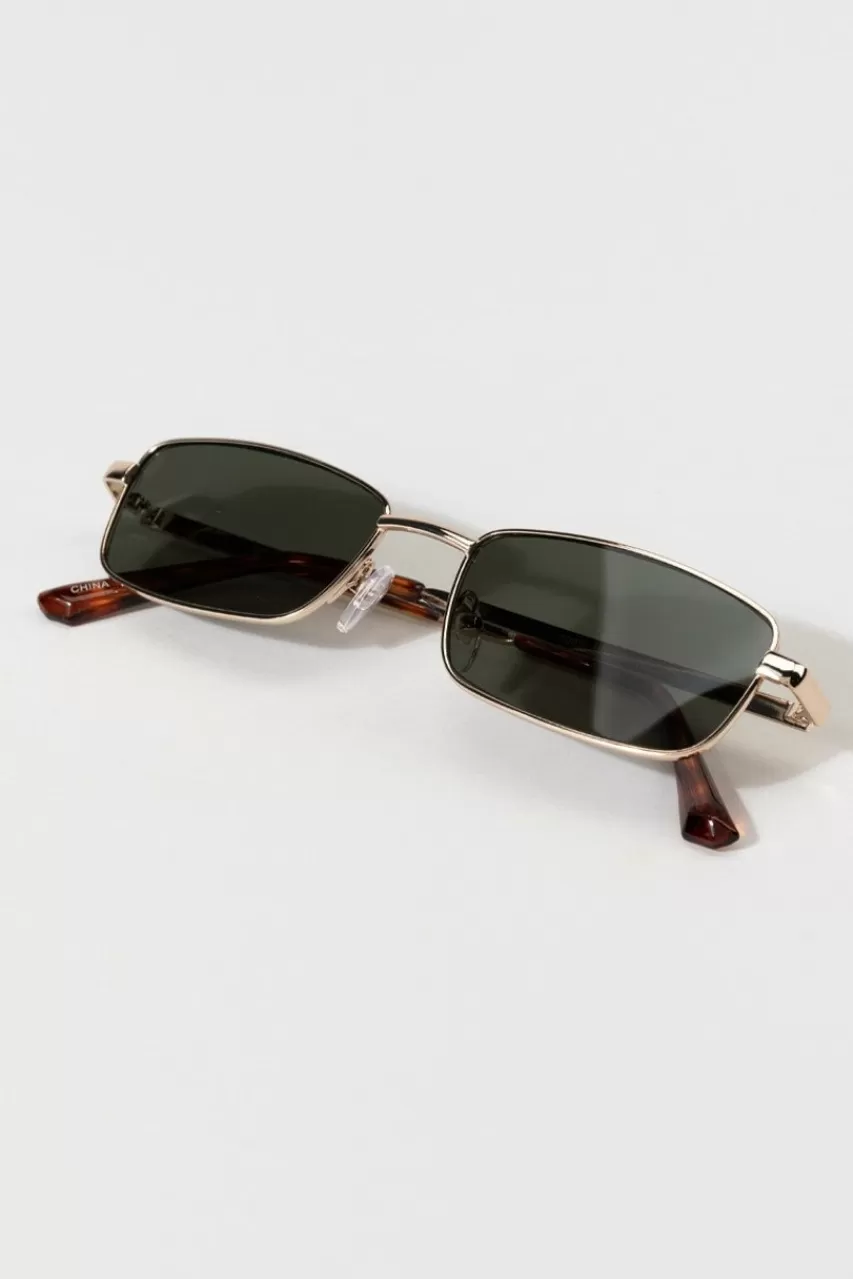 Francesca's Sasha Metal Rectangle Sunglasses