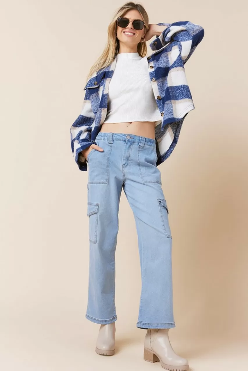 Francesca's Serena Light Wash Cargo Jeans