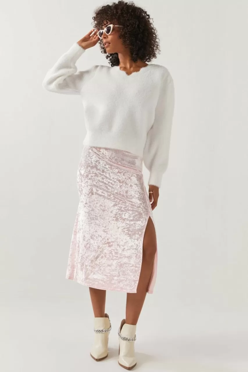 Francesca's Shannon Velvet Fitted Midi Skirt