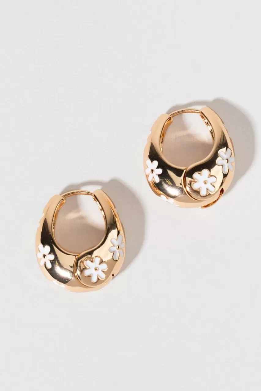 Francesca's Sheila Enamel Daisy Bold Hoop Earrings