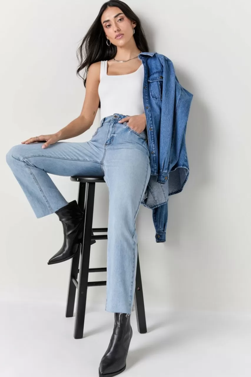 Francesca's Sherrie Mid Rise Kick Crop Jeans