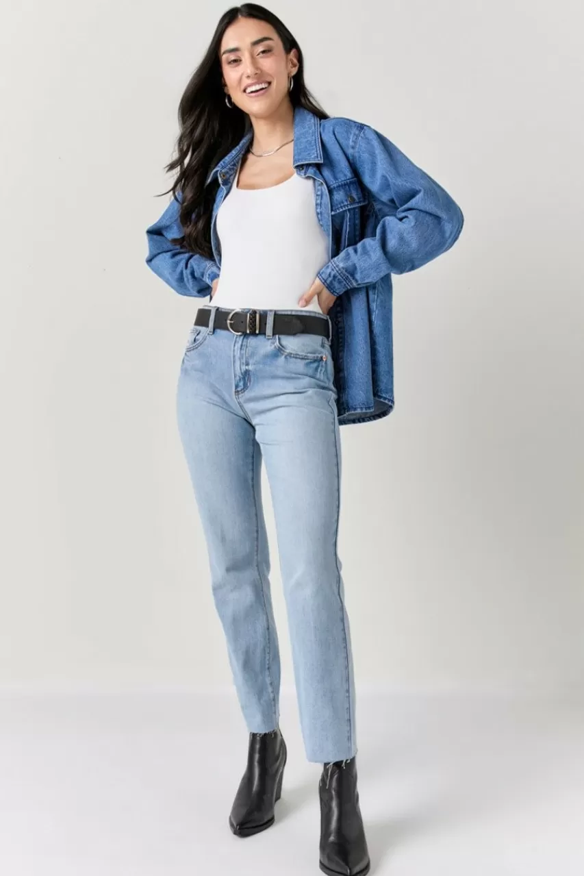 Francesca's Sherrie Mid Rise Kick Crop Jeans