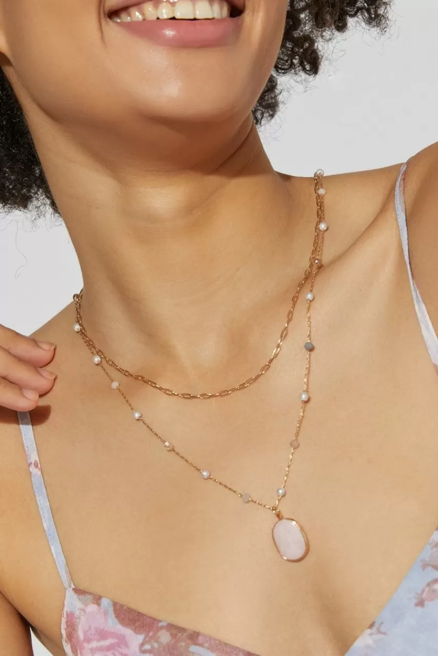 Francesca's Simone Pearl Bead Station Pendant Necklace