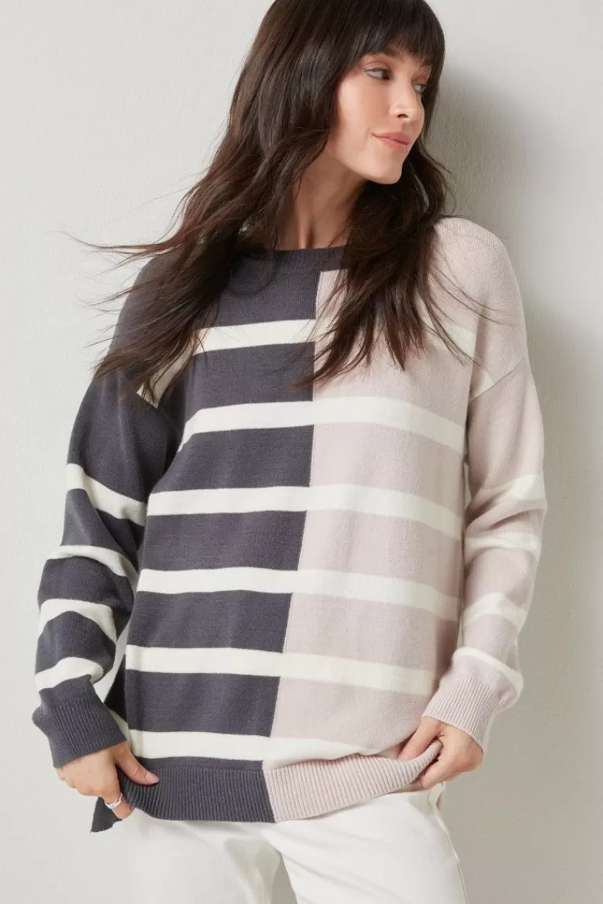 Francesca's Sophie Striped Colorblock Pullover