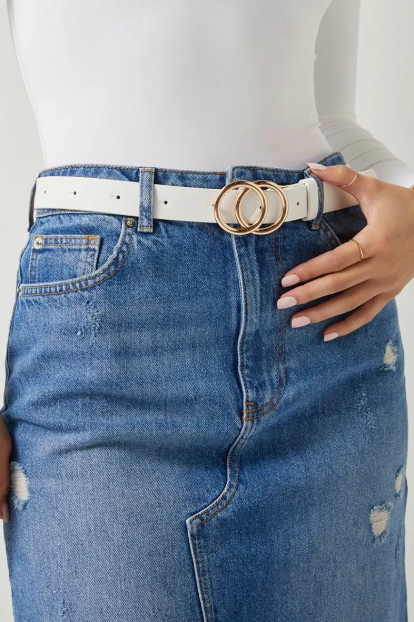 Francesca's Stephania Gold Circle Buckle Belt