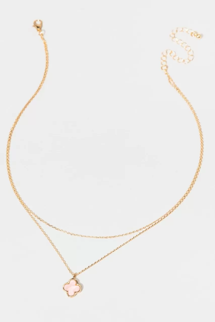 Francesca's Tacey Enamel Clover Necklace