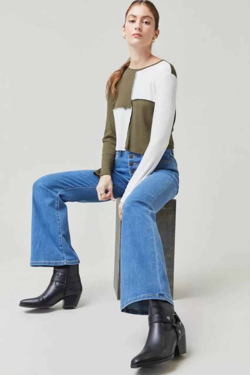 Francesca's Teresa High Rise Five Button Bootcut Jeans