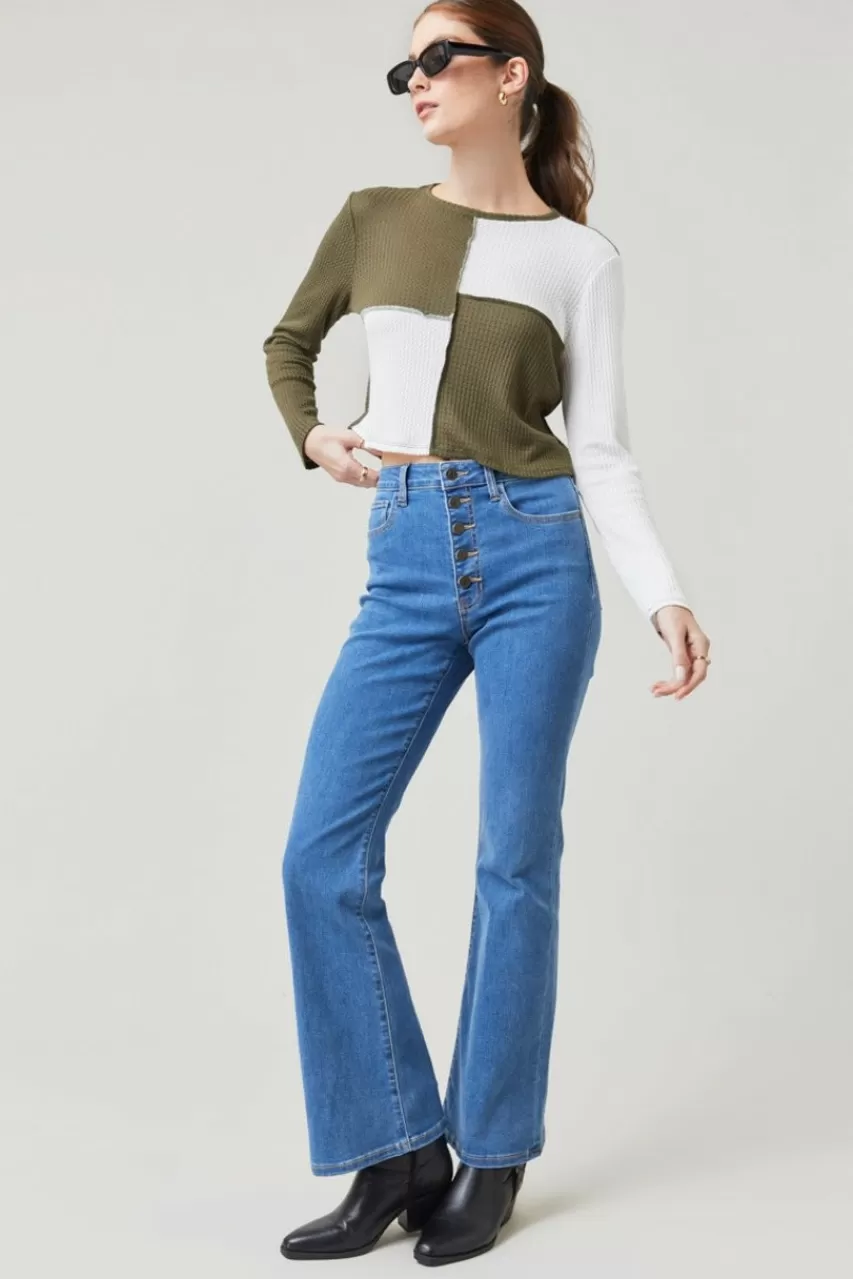 Francesca's Teresa High Rise Five Button Bootcut Jeans