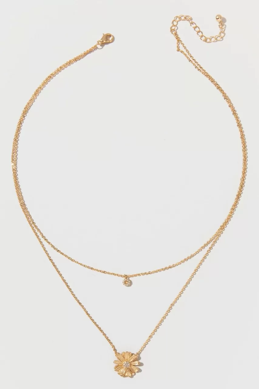Francesca's Terra Cz Sunflower Pendant Layered Necklace