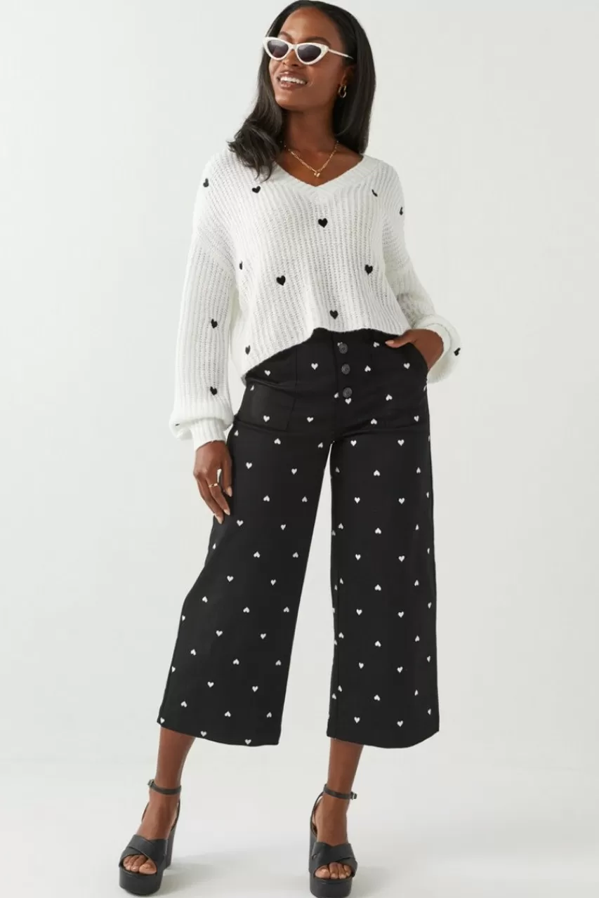 Francesca's Tory Heart Embroidered Pants