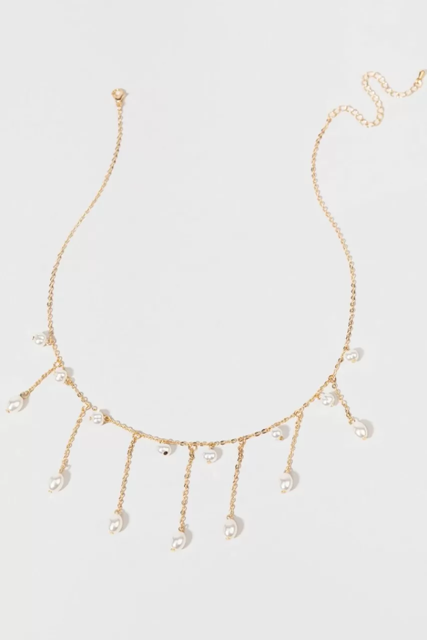 Francesca's Tria Pearl Drip Chain Necklace