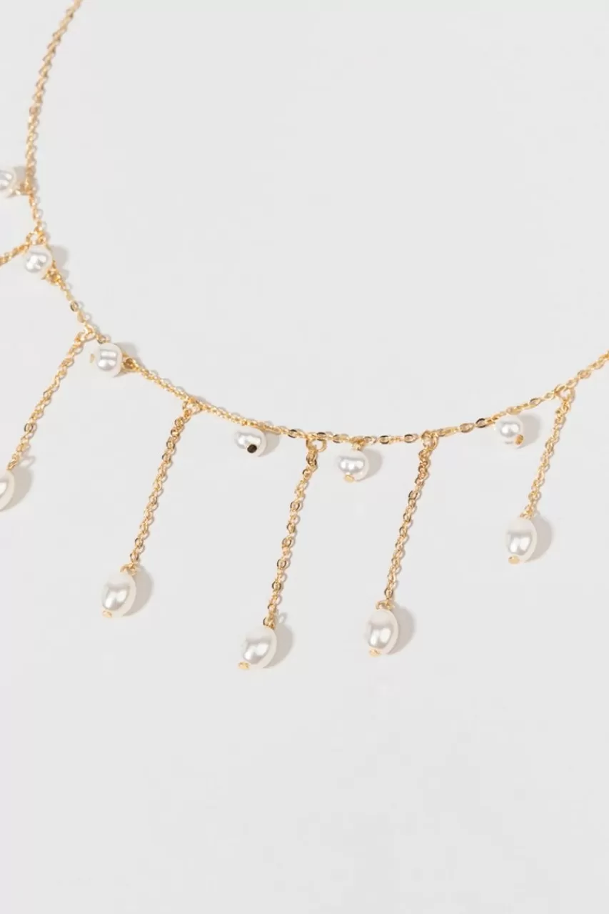 Francesca's Tria Pearl Drip Chain Necklace