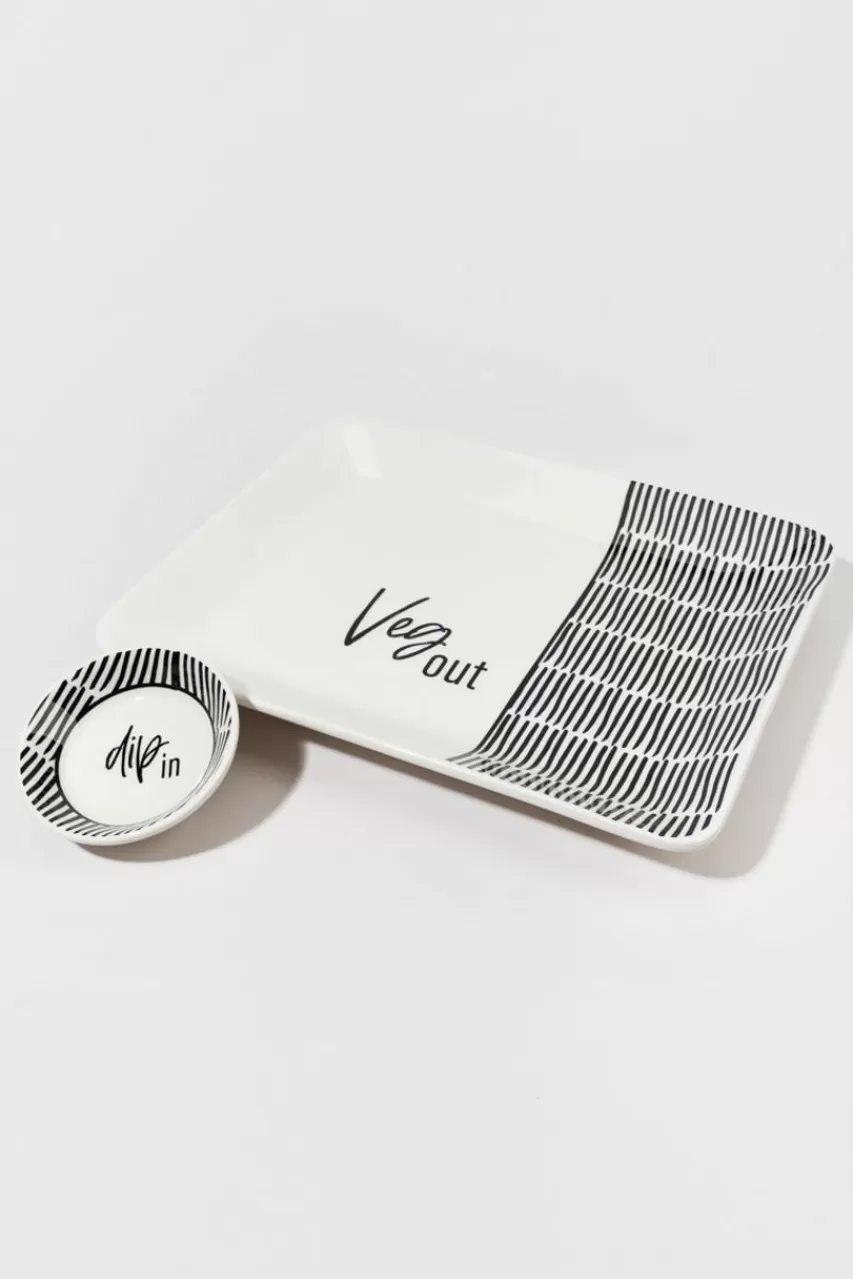 Francesca's Veg Out Dip In Platter And Dipping Bowl Set