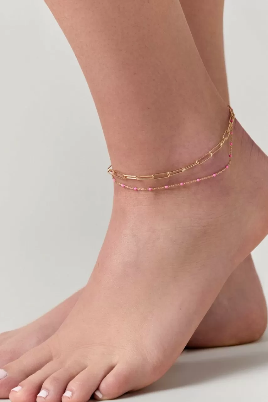 Francesca's Vera Epoxy Ball Gold Paperclip Anklet