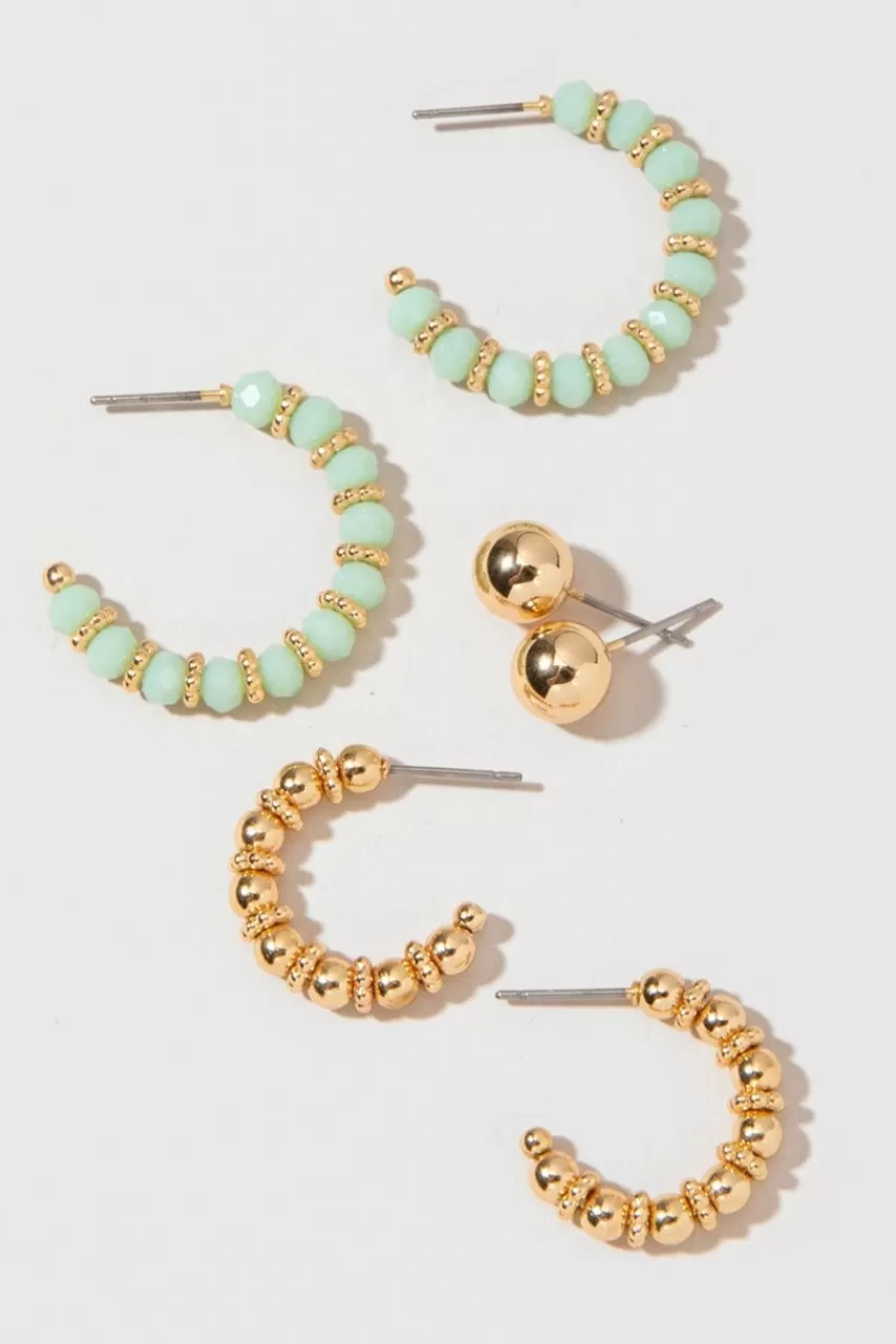 Francesca's Viola Pearls And Gold Earring Set