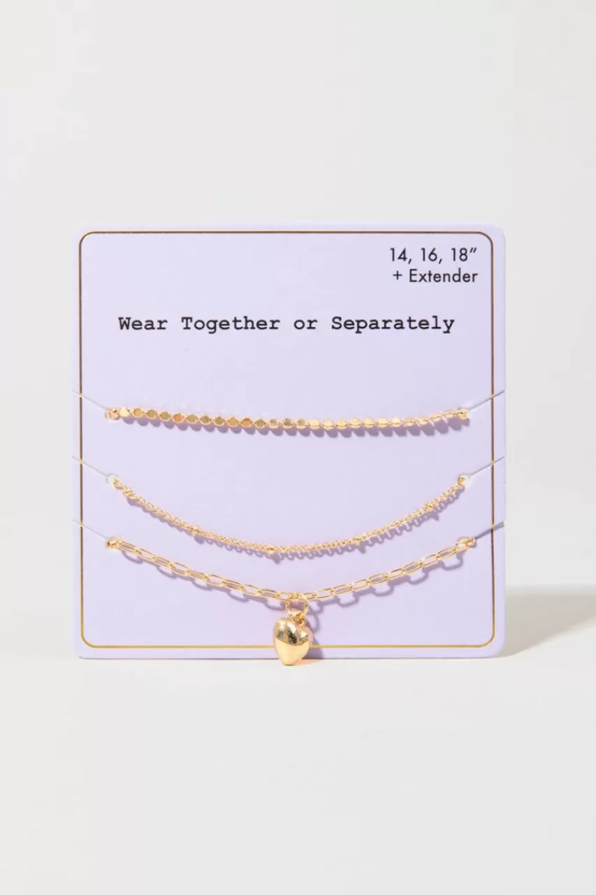 Francesca's Wear Together Puffy Heart Necklace
