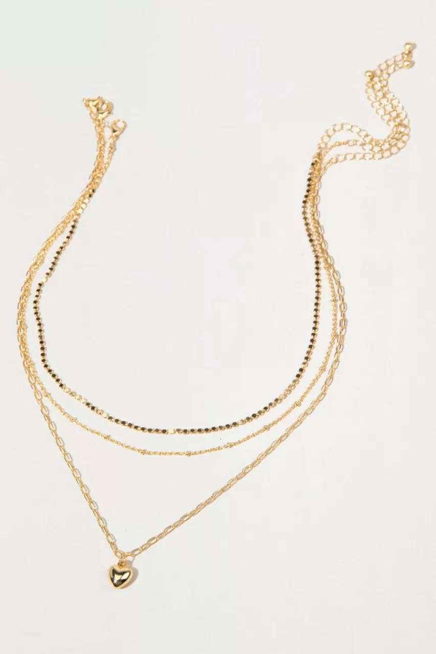 Francesca's Wear Together Puffy Heart Necklace