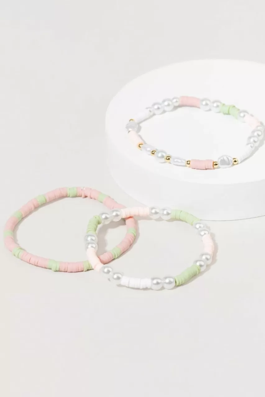 Francesca's Whitney Pastel Rubber And Pearl Stretch Bracelet