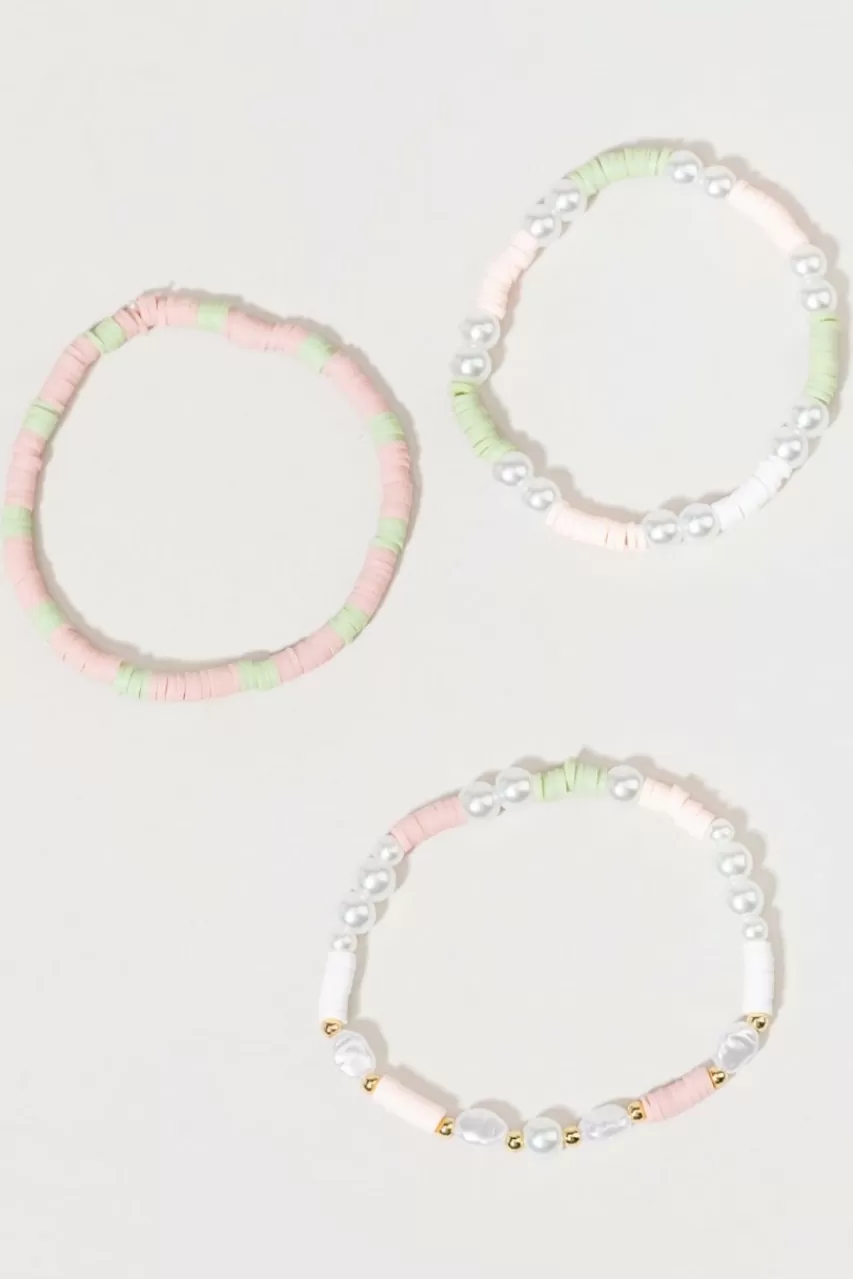 Francesca's Whitney Pastel Rubber And Pearl Stretch Bracelet