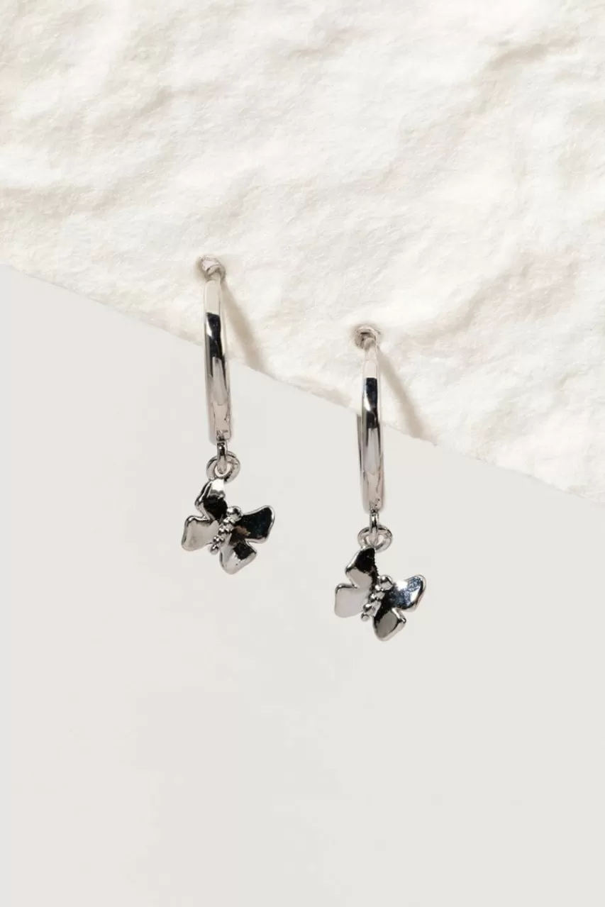 Francesca's Wonda Sterling Butterfly Huggie Earrings