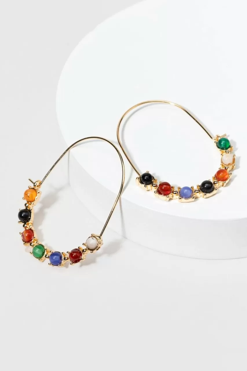 Francesca's Xoe Rainbow Semi-Precious Stone Hoop Earrings