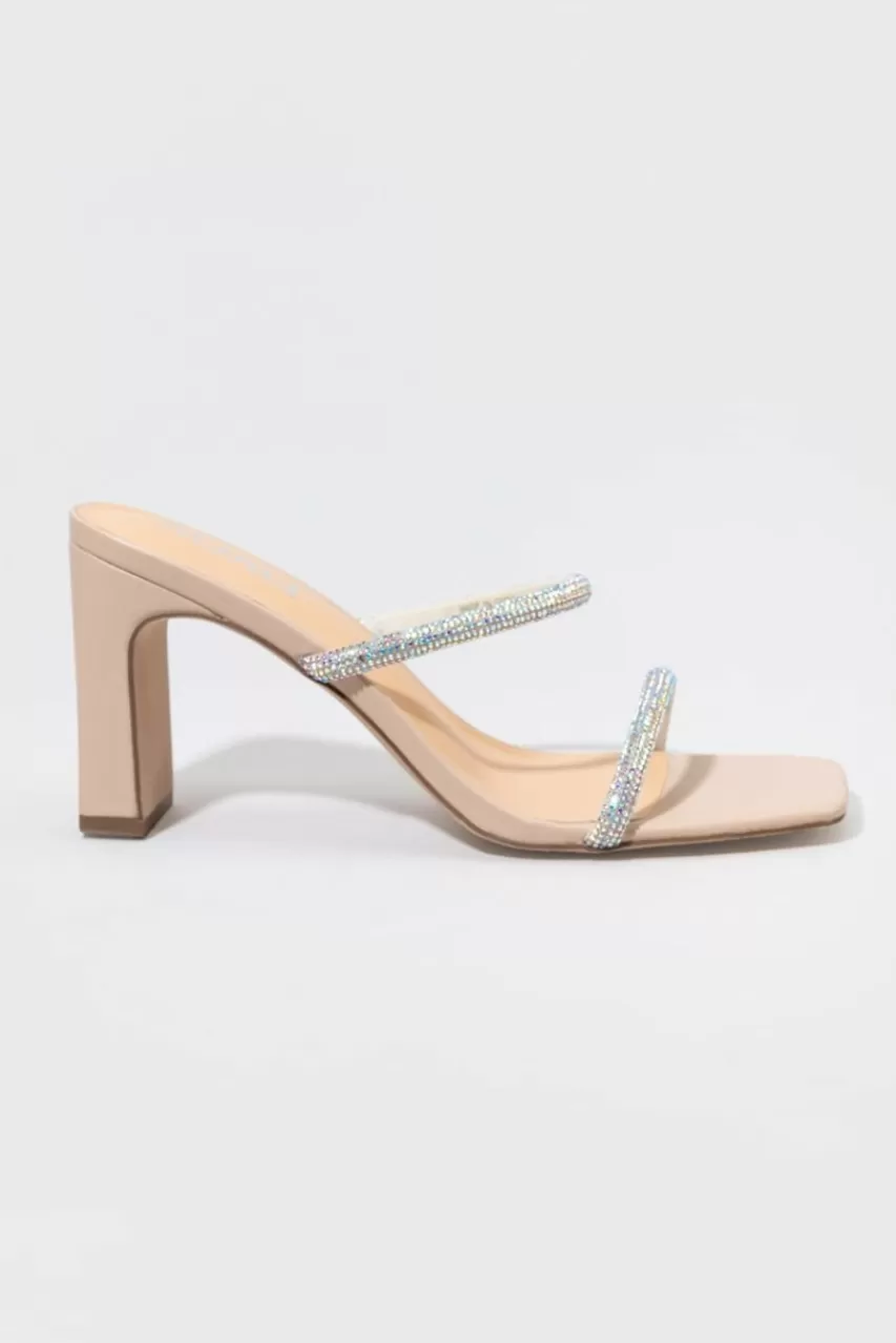 Francesca's Xoxo Double Band Rhinestone Block Heels