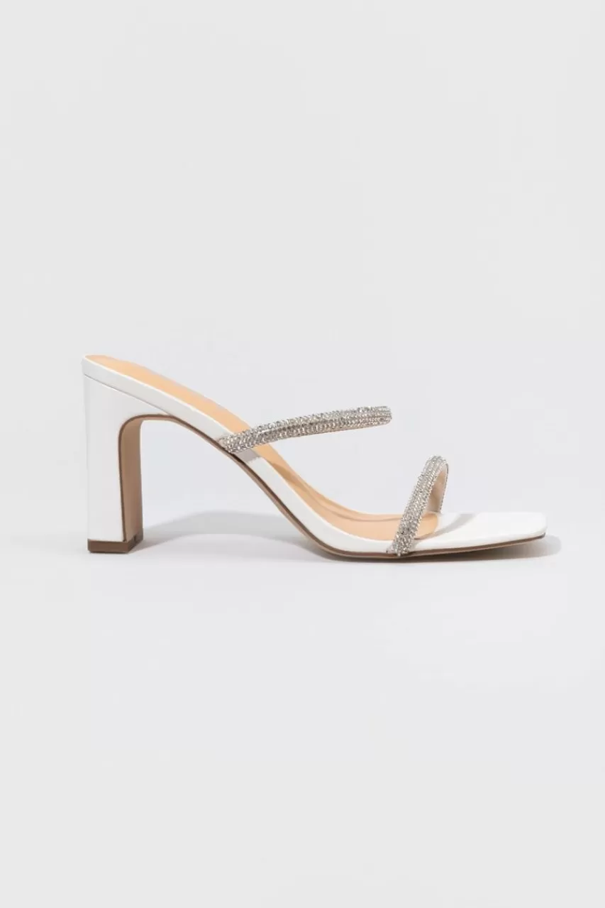 Francesca's Xoxo Double Band Rhinestone Block Heels In