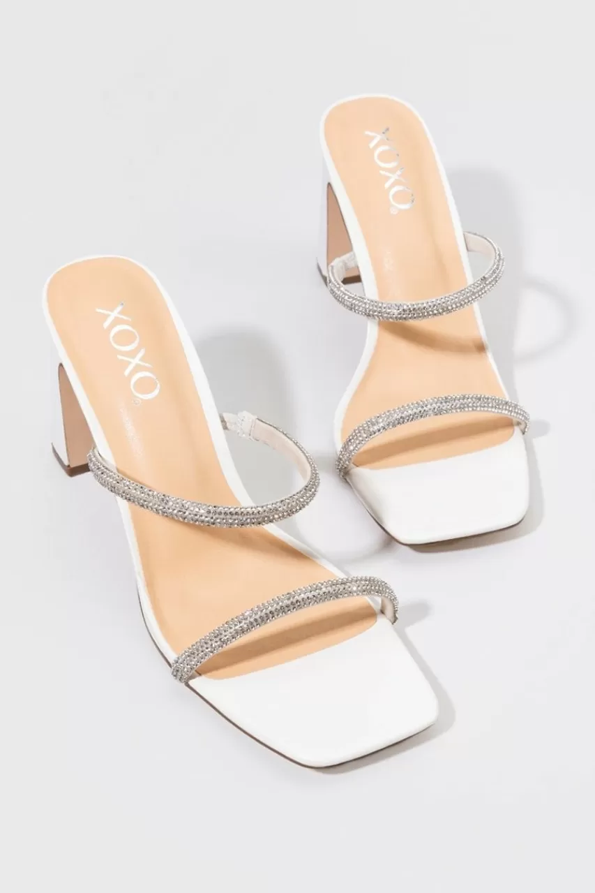 Francesca's Xoxo Double Band Rhinestone Block Heels In