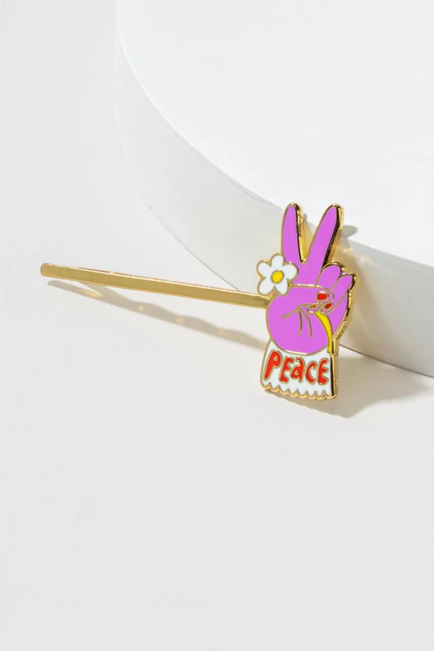 Francesca's Yellow Owl Workshop Peace Hair Pin