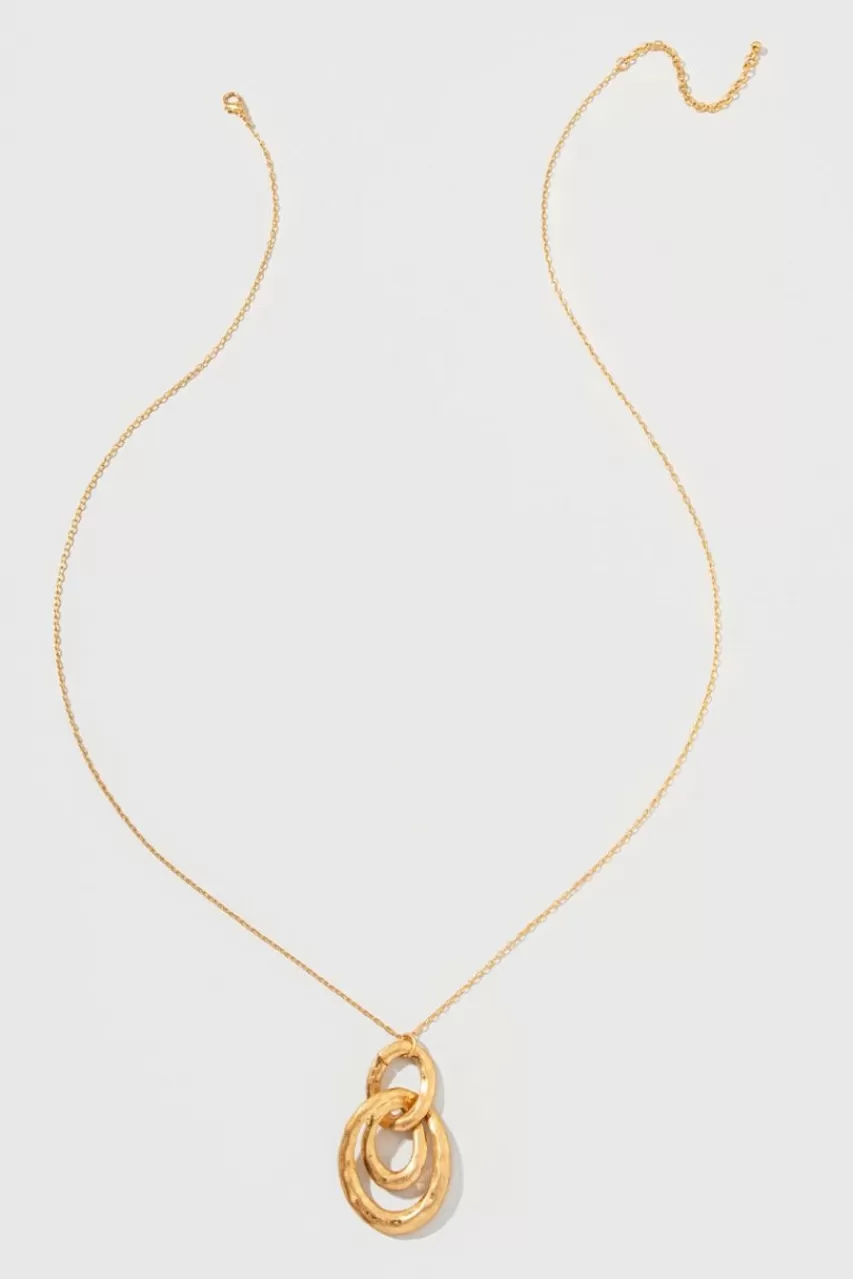 Francesca's Zuri Long Worn Metal Circle Link Pendant Necklace