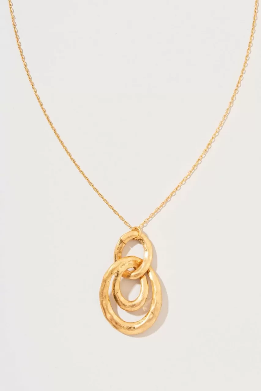 Francesca's Zuri Long Worn Metal Circle Link Pendant Necklace
